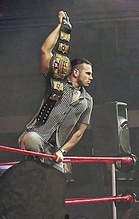 Former title holder Matt Hardy with the final title design.