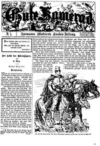 Časopis Der Gute Kamerad z roku 1887 s prvním pokračováním románu