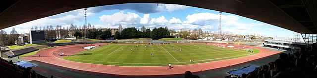 View of football match from Meadowbank's original stand
