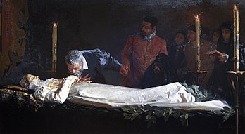 Michel-Ange devant la dépouille de Vittoria Colonna, huile sur toile de Francesco Jacovacci (1890, musée de Capodimonte). (définition réelle 6 224 × 3 424)