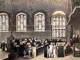 Microcosm of London Plate 022 - Court of Chancery, Lincoln's Inn Hall (tone)