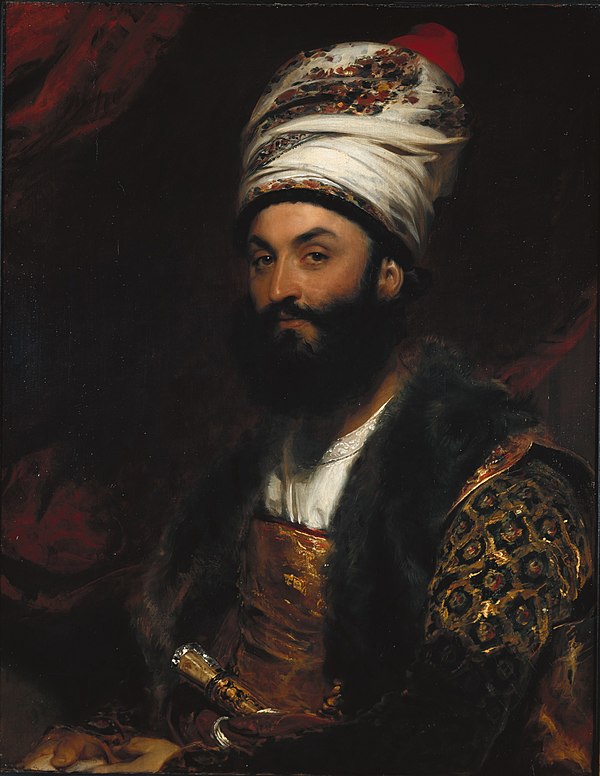 Portrait of Mirza Abolhassan Khan Ilchi by the English painter Thomas Lawrence, dated 1810