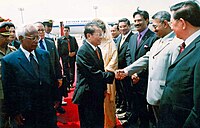 Mohammad Mosaddak Ali met with President of Vietnam Tran Duc Luong at Zia International Airport in Dhaka