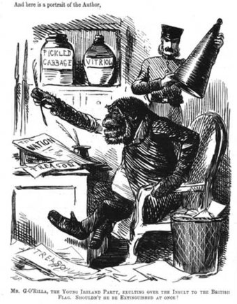 An Irishman depicted as a gorilla ("Mr. G. O'Rilla")