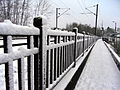 Montbéliard, chemin de fer près du Près la Rose en hiver