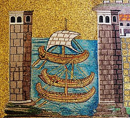 Mozaik prikazuje starodavno pristanišče Ravene v Classeju