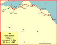 The North British Railway system in 1847 NBR 1847.png