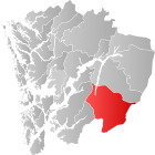 Locator map showing Odda within Hordaland