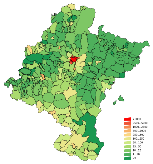 Densité de la population en hab./km2 en 2006.