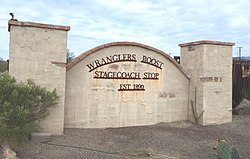 The front gate the historic Wranglers Roost Stagecoach Stop