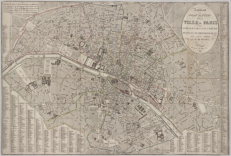 File:Nouveau plan routier de la ville de Paris ou Guide exact de cette capitale, divisée en XII arrondissemens avec leurs mairies et en 48 quartiers, 1831 - BHVP.jpg