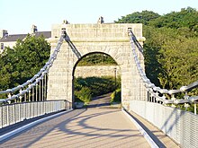 The Wellington Suspension Bridge, pictured in 2009 after restoration On the Chain Briggie - geograph.org.uk - 1446552.jpg