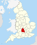 Location map of Oxfordshire.