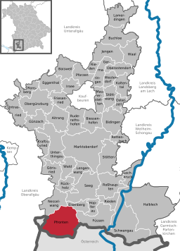 Läget för Pfronten i Landkreis Ostallgäu