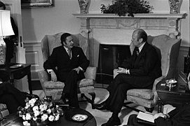 Photograph of President Gerald R. Ford Meeting with Prime Minister Gaston Thorn of Luxembourg in the Oval Office - NARA - 7839987.jpg