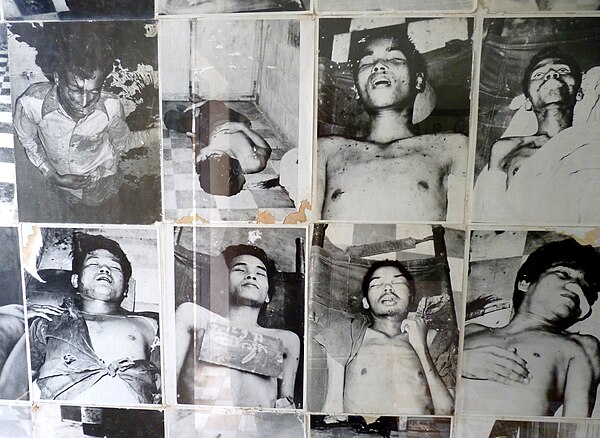 Rooms of the Tuol Sleng Genocide Museum contain thousands of photos taken by the Khmer Rouge of their victims