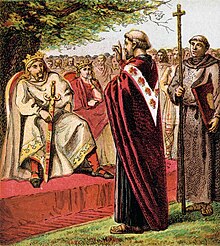 1868 illustration of Augustine addressing the Saxons Pictures of English History Plate V - Saint Augustine and the Saxons.jpg