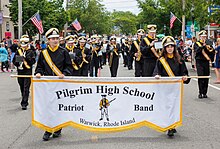 Pilgrim's Patriot Band marches in the Gaspee Days parade Pilgrim High School (Warwick, RI) Patriot Band.jpg