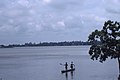 Piroguiers sur la lagune à Abidjan
