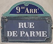 Plaque Rue Parme - Paris IX (FR75) - 2021-06-28 - 1.jpg