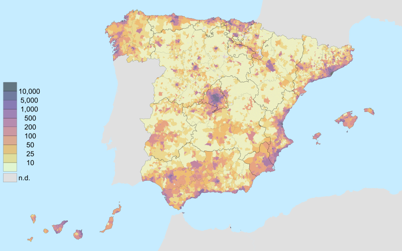 File:Population per km2 by municipality in Spain (2018).svg