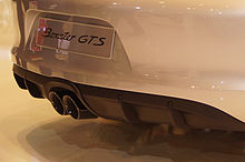 Photo du diffuseur arrière et de la sortie d'échappement double de la Boxster GTS.