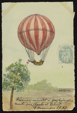 First flight of a gas air balloon on December 1, 1783