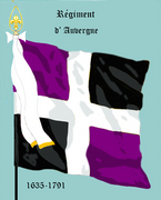 A white-crossed regimental flag during the Ancien RÃ©gime (here, RÃ©giment d'Auvergne)
