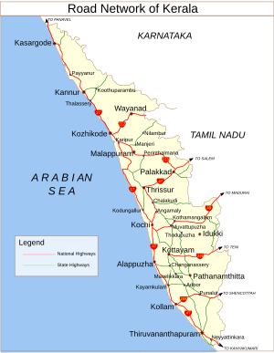 road map of kerala Roads In Kerala Wikipedia