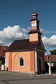 Čeština: Obec Rohozec v okrese Brno-venkov. Kaple sv. Cyrila a Metoděje. Boční pohled od západu přes křižovatku. English: Rohozec, Brno-Country District, Czech Republic. Saints Cyril and Methodius chapel.