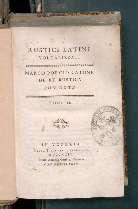 Italian translation of De re rustica (1794)