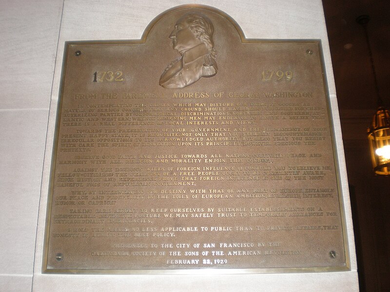 File:SF City Hall George Washington farewell address plaque.JPG