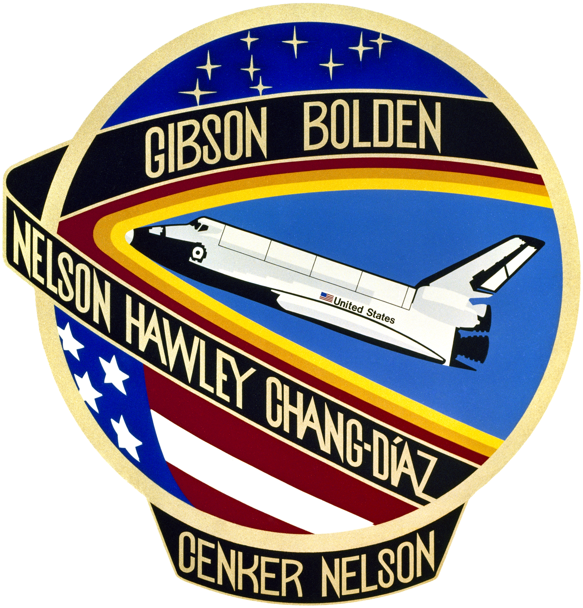 STS-61C Columbia Space Shuttle Patch Gibson Bolden Nelson Hawley Chang Diaz