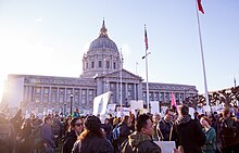 San Francisco City Hall protest San Francisco City Hall at NoBanNoWallSF Rally - Feb 4, 2017 (31917946093).jpg
