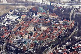 Aerial view of the Old Town in winter