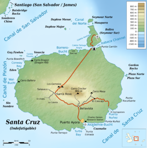 Lage von Santa Cruz (Indefatigable)