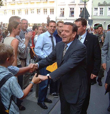 Gerhard Schröder before the federal elections in 2002