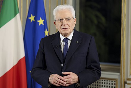 Mattarella on 31 December 2021 during his last speech of his first term as president