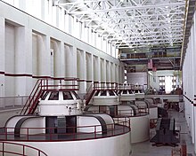 Inside the Shasta Dam powerhouse