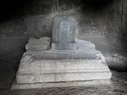 Shiva linga in elephanta cave at west side