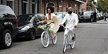 Solange Knowles and Alan Ferguson rode to their wedding reception over the weekend. Get the look with Walnut Studiolo accessories in custom white. (Photo via Women's Forum) (15237980024).jpg