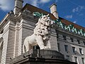 The South Bank Lion in Lambeth, moved here in 1837. [https://historicengland.org.uk/listing/the-list/list-entry/1068742