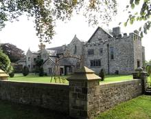 Stafford Barton, entrance front, viewed in 2016, shortly after substantial repair and remodelling by the Doran family. Click on image to see full-size version. StaffordBarton Dolton Devon EntranceFront.PNG