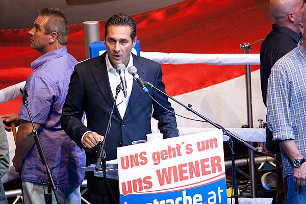 Heinz-Christian Strache, speaking at a rally before the 2010 Vienna elections.