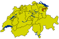 Peta Swiss nuduhaké Kanton Appenzell Ausserrhoden