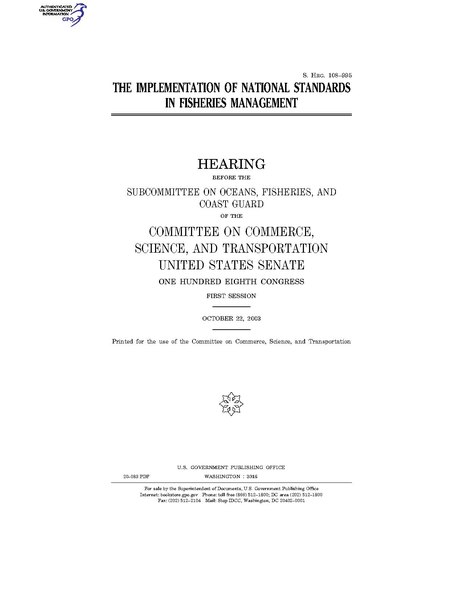 File:THE IMPLEMENTATION OF NATIONAL STANDARDS IN FISHERIES MANAGEMENT (IA gov.gpo.fdsys.CHRG-108shrg20083).pdf