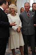 The Prince of Wales and The Duchess of Cornwall meet guests at a Hillsborough Castle reception (1 April 2014)