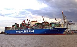 The Cosco Shipping Himalayas in Hamburg