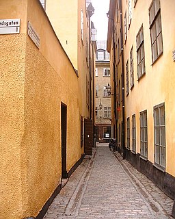 Trädgårdstvärgränd alley in Gamla stan, Stockholm, Sweden