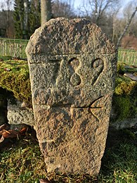 Väghållningssten, Torpa Millomgården, Sörby sn, Västergötland.